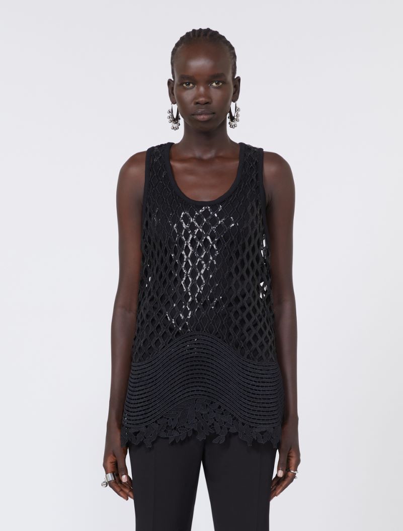 Sequinned mesh top - BLACK - Sportmax - 2