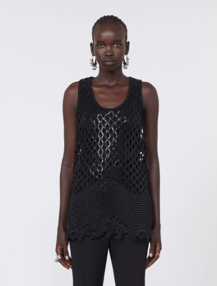Sequinned mesh top - BLACK - Sportmax - 2