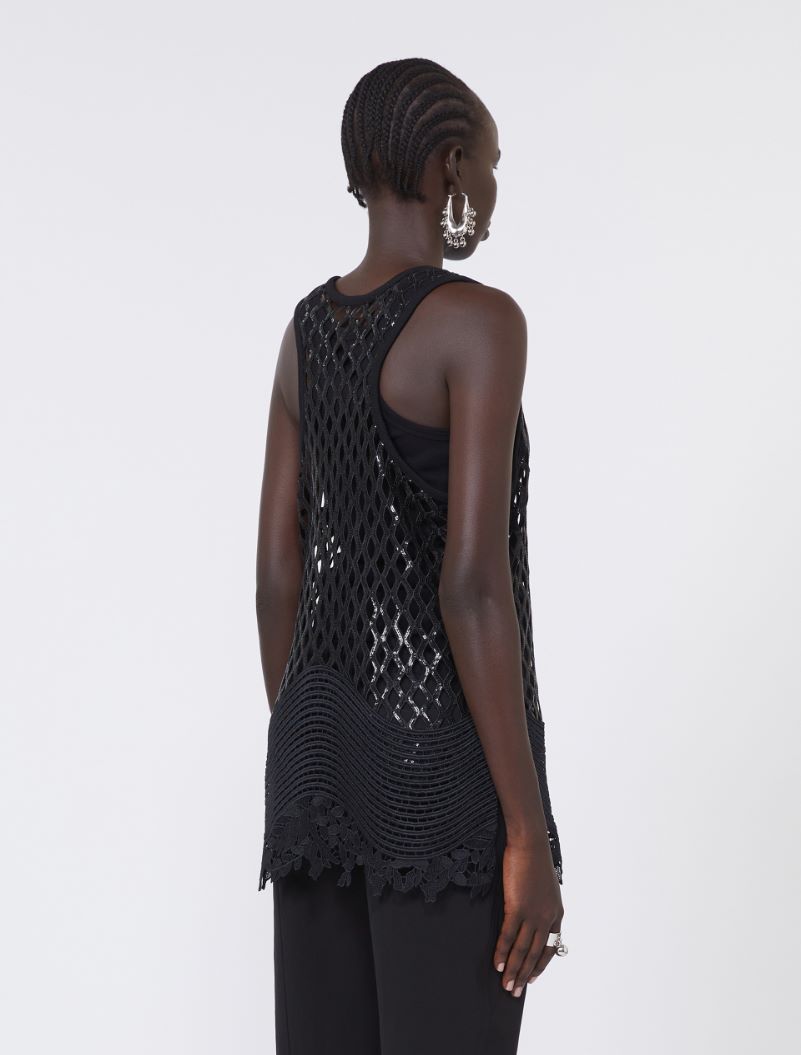 Sequinned mesh top - BLACK - Sportmax - 3