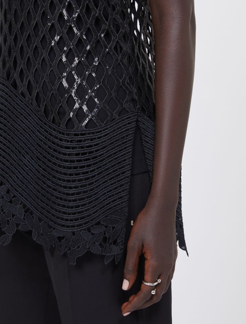 Sequinned mesh top - BLACK - Sportmax - 5