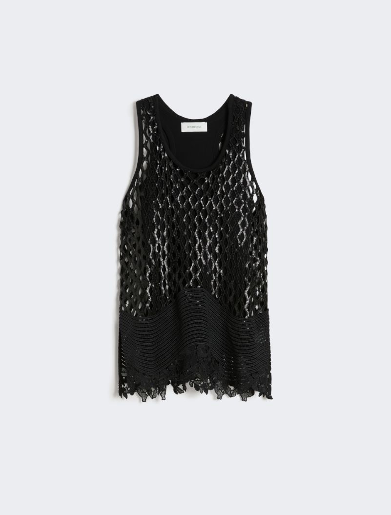 Sequinned mesh top - BLACK - Sportmax - 7