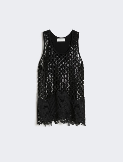Sequinned mesh top - BLACK - Sportmax