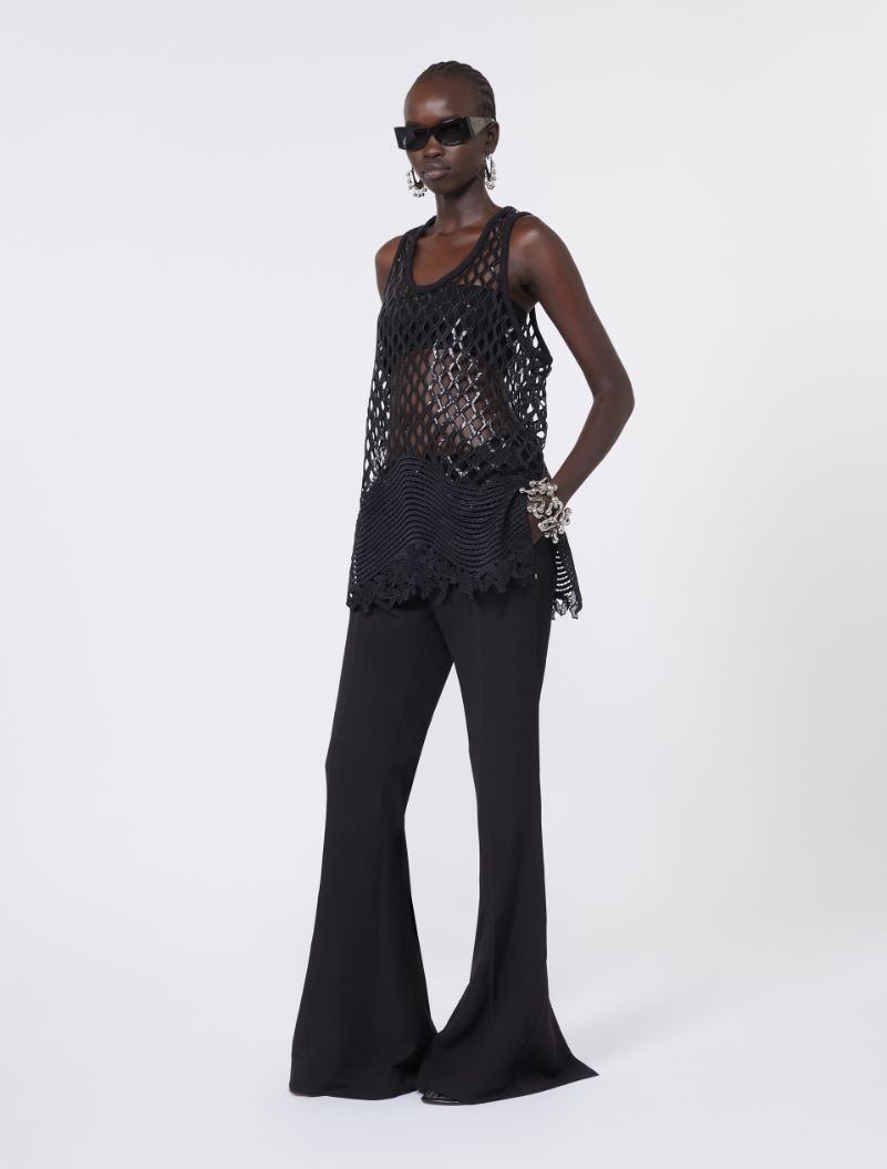 Sequinned mesh top - BLACK - Sportmax