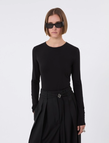 Skin-tight jersey T-shirt - BLACK - Sportmax