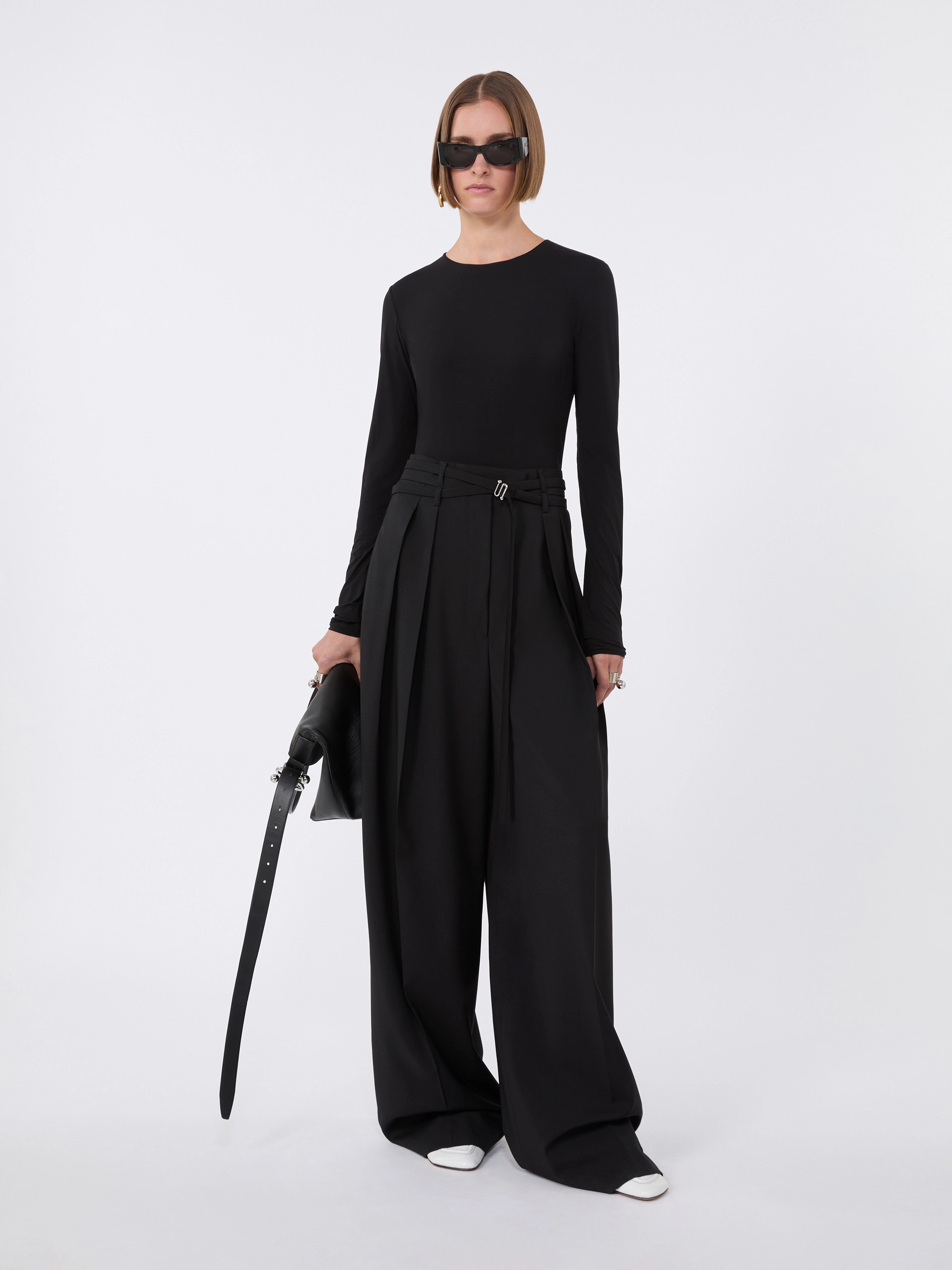 Skin-tight jersey T-shirt - BLACK - Sportmax