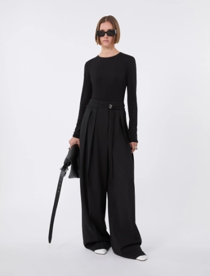 Skin-tight jersey T-shirt - BLACK - Sportmax - 1