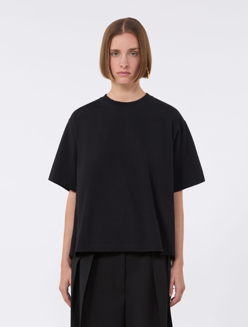Cotton T-shirt with pleated back - BLACK - Sportmax - 2