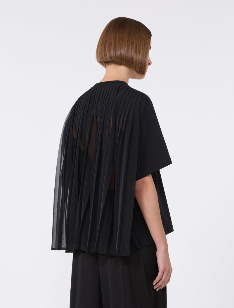 Cotton T-shirt with pleated back - BLACK - Sportmax - 3