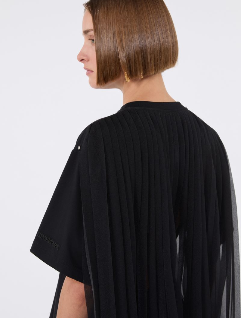 Cotton T-shirt with pleated back - BLACK - Sportmax - 5