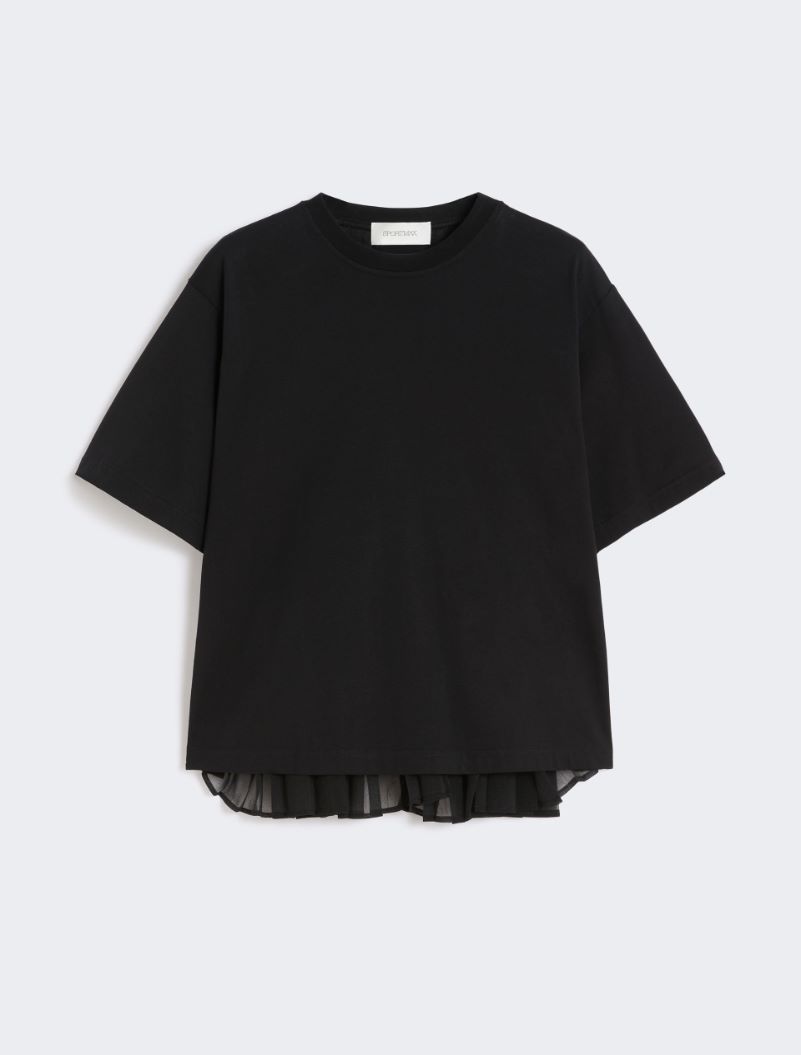 Cotton T-shirt with pleated back - BLACK - Sportmax - 7