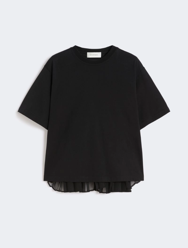 Cotton T-shirt with pleated back - BLACK - Sportmax - 7