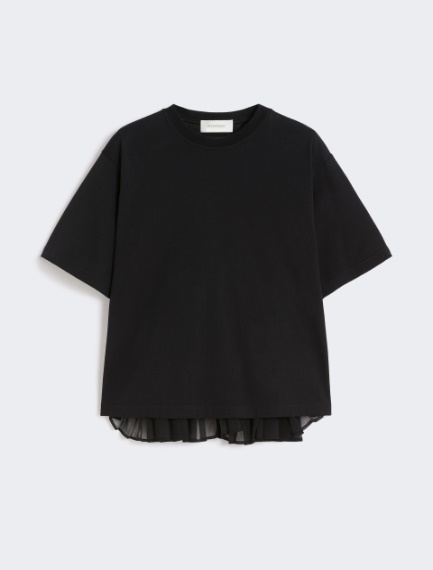Cotton T-shirt with pleated back - BLACK - Sportmax