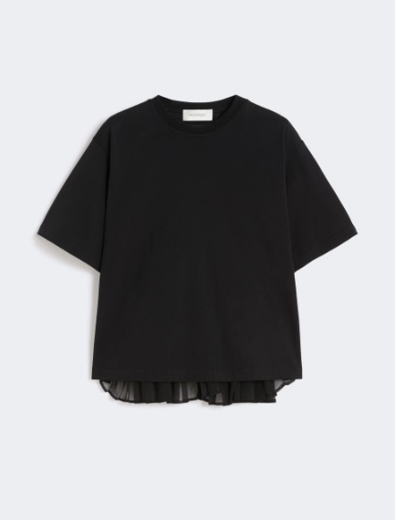Cotton T-shirt with pleated back - BLACK - Sportmax