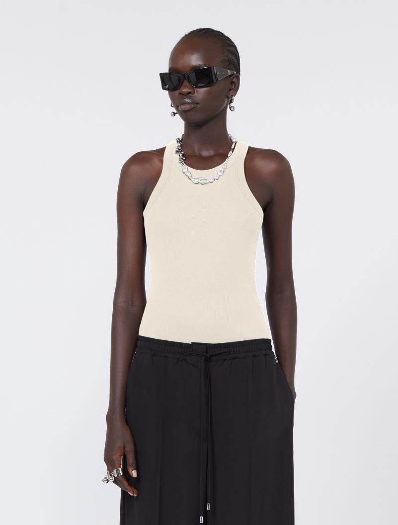 Cotton and silk vest top - VANILLA - Sportmax - 4