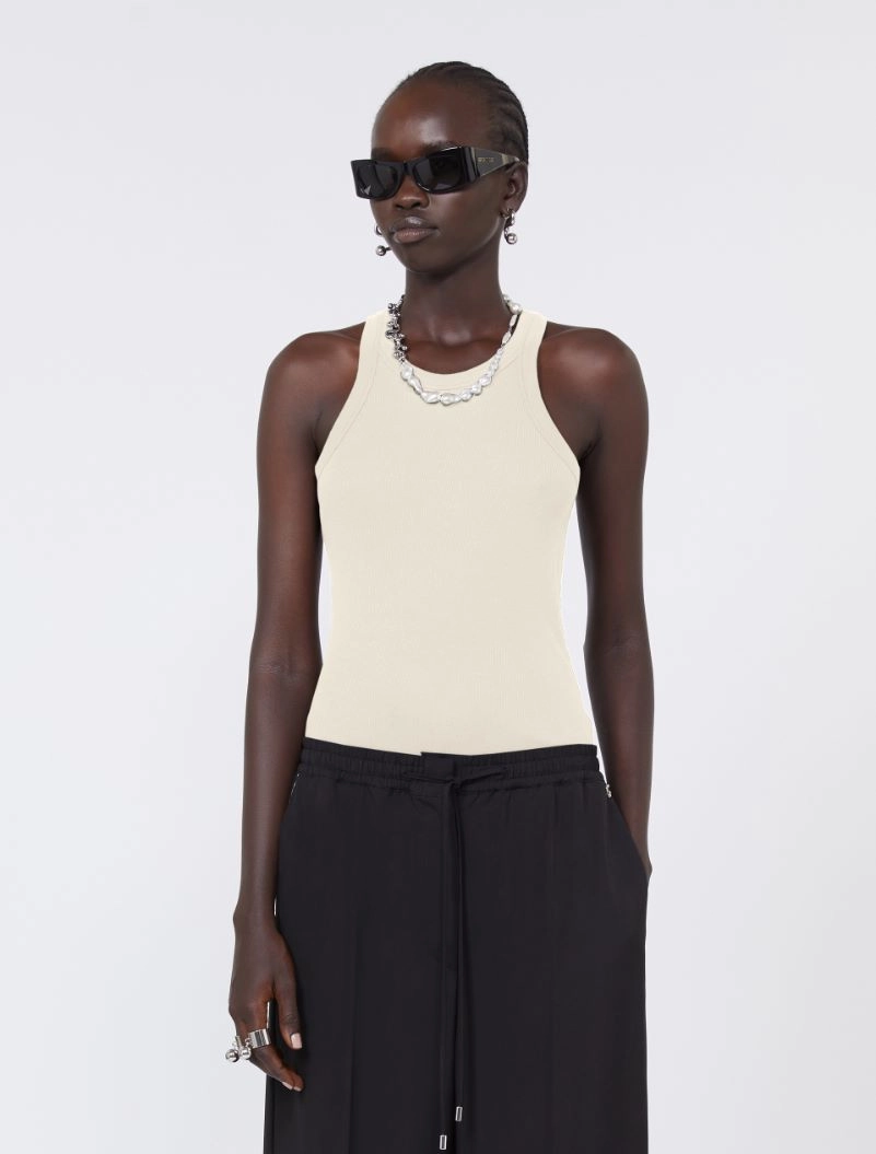 Cotton and silk vest top - VANILLA - Sportmax - 4
