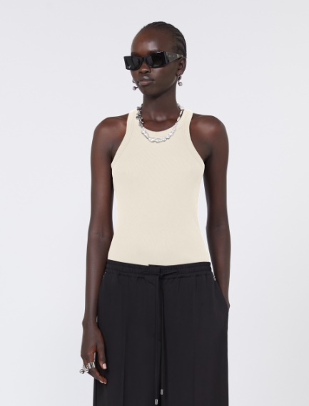 Cotton and silk vest top - VANILLA - Sportmax