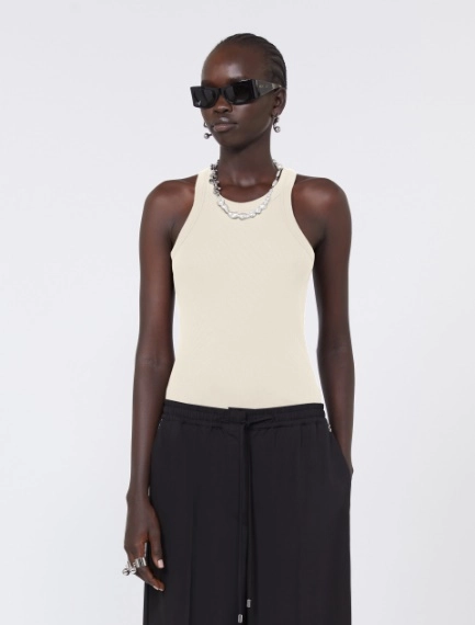 Cotton and silk vest top - VANILLA - Sportmax
