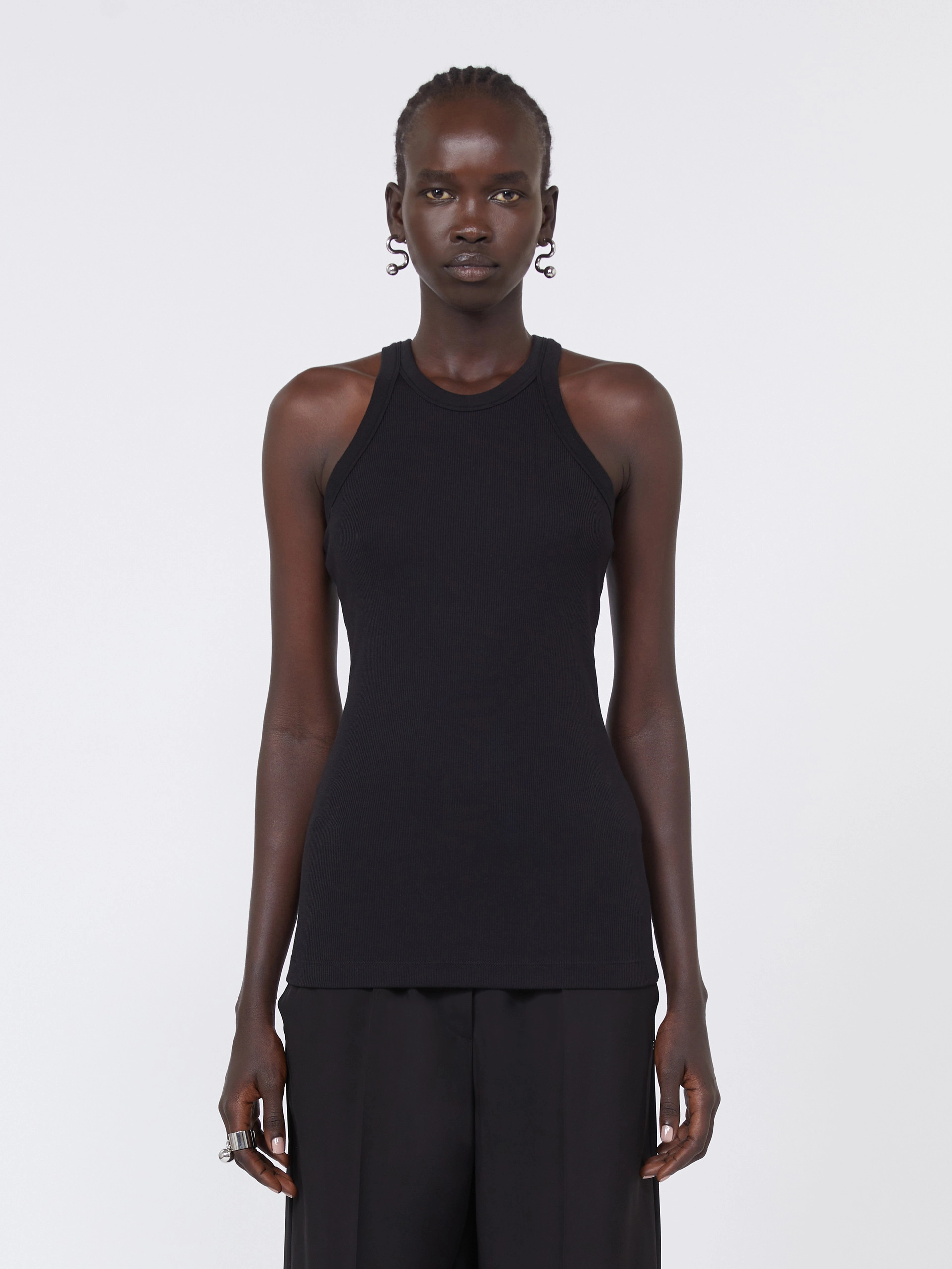 Cotton and silk vest top - BLACK - Sportmax - 2