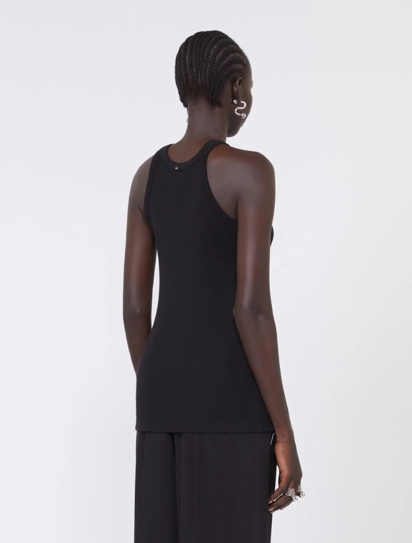 Cotton and silk vest top - BLACK - Sportmax - 3