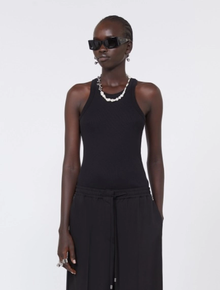 Cotton and silk vest top - BLACK - Sportmax