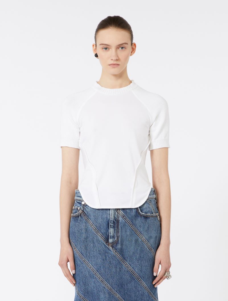 Short-sleeve stretch cotton top - WHITE - Sportmax - 2