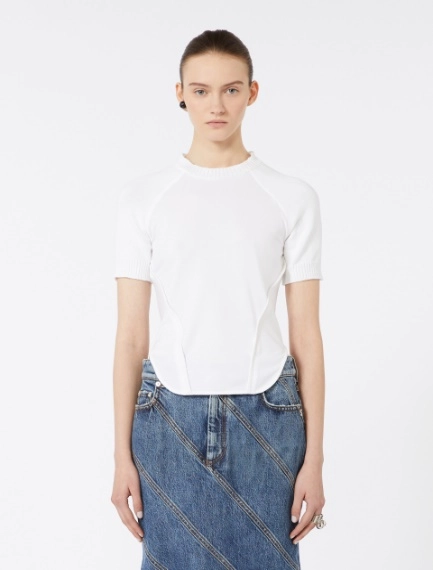 Maglia a manica corta in cotone stretch - BIANCO - Sportmax - 1