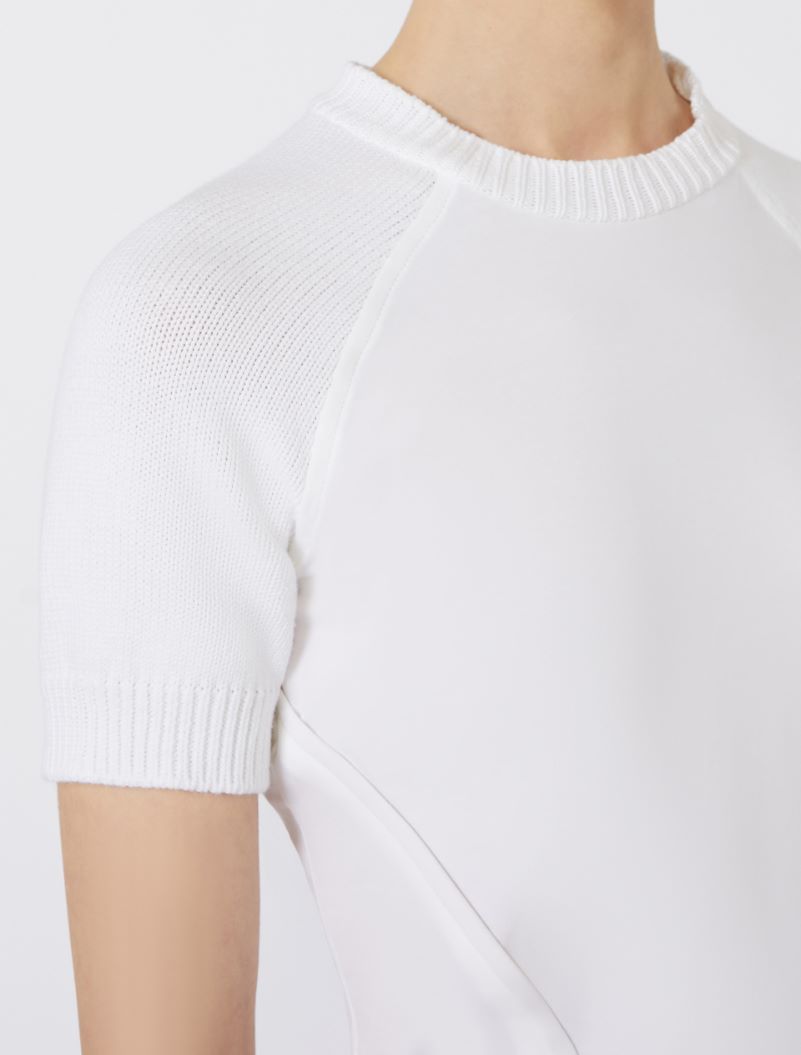 Short-sleeve stretch cotton top - WHITE - Sportmax - 4