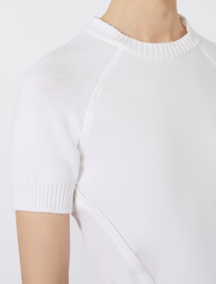 Short-sleeve stretch cotton top - WHITE - Sportmax