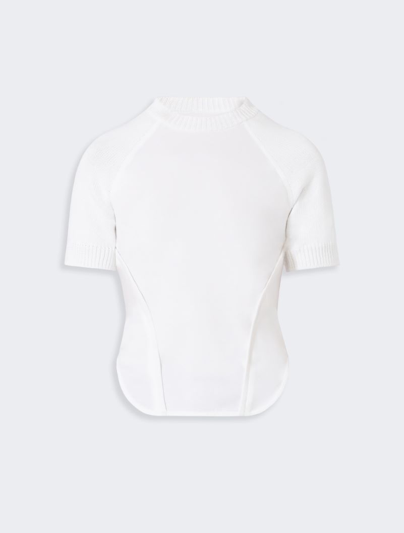 Short-sleeve stretch cotton top - WHITE - Sportmax - 6