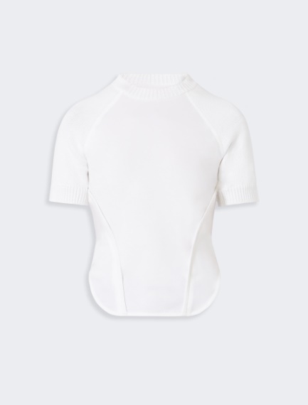 Short-sleeve stretch cotton top - WHITE - Sportmax - 6