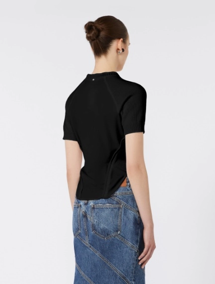 Maglia a manica corta in cotone stretch - NERO - Sportmax - 2