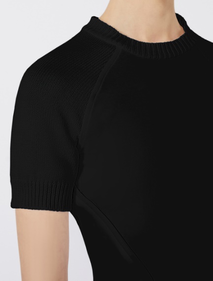 Short-sleeve stretch cotton top - BLACK - Sportmax