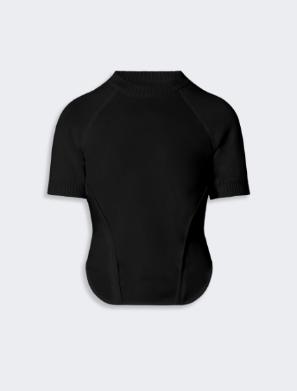 Short-sleeve stretch cotton top - BLACK - Sportmax - 6