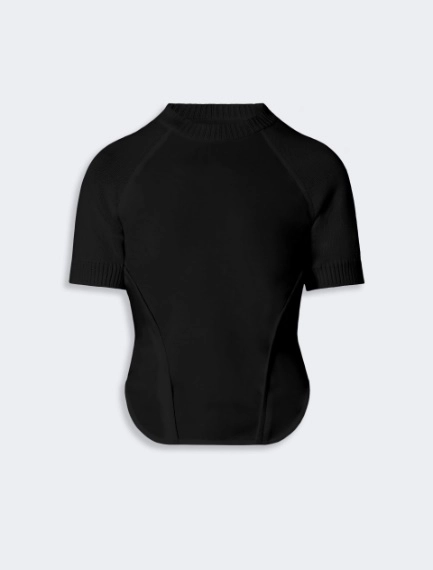 Short-sleeve stretch cotton top - BLACK - Sportmax