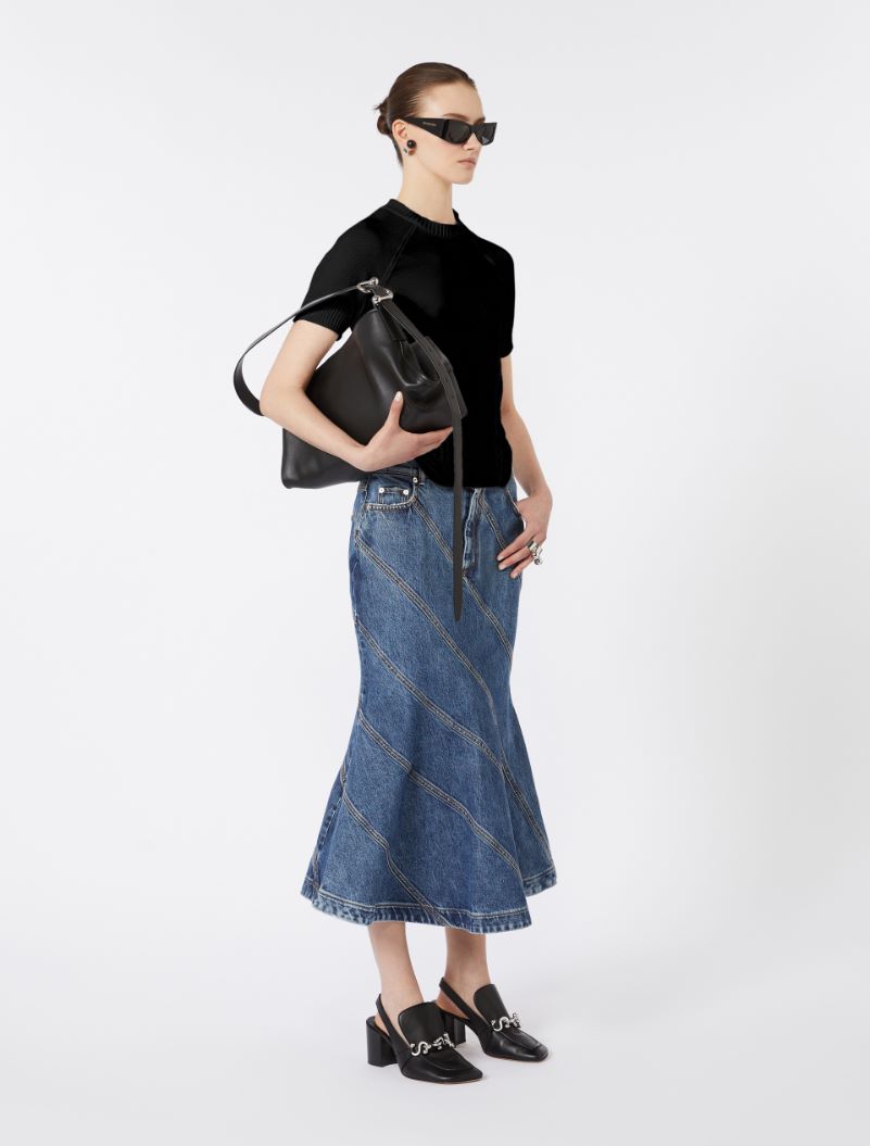 Short-sleeve stretch cotton top - BLACK - Sportmax