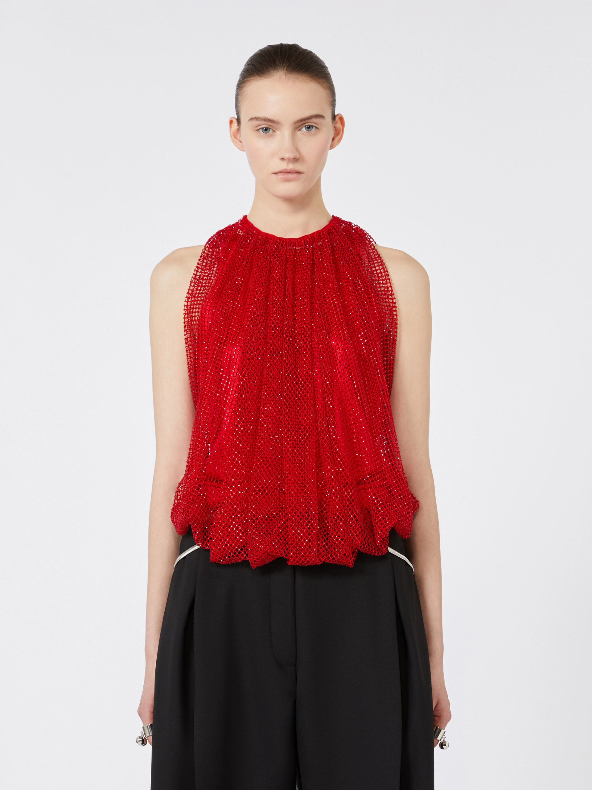 Mesh top with crystals - RED - Sportmax - 2