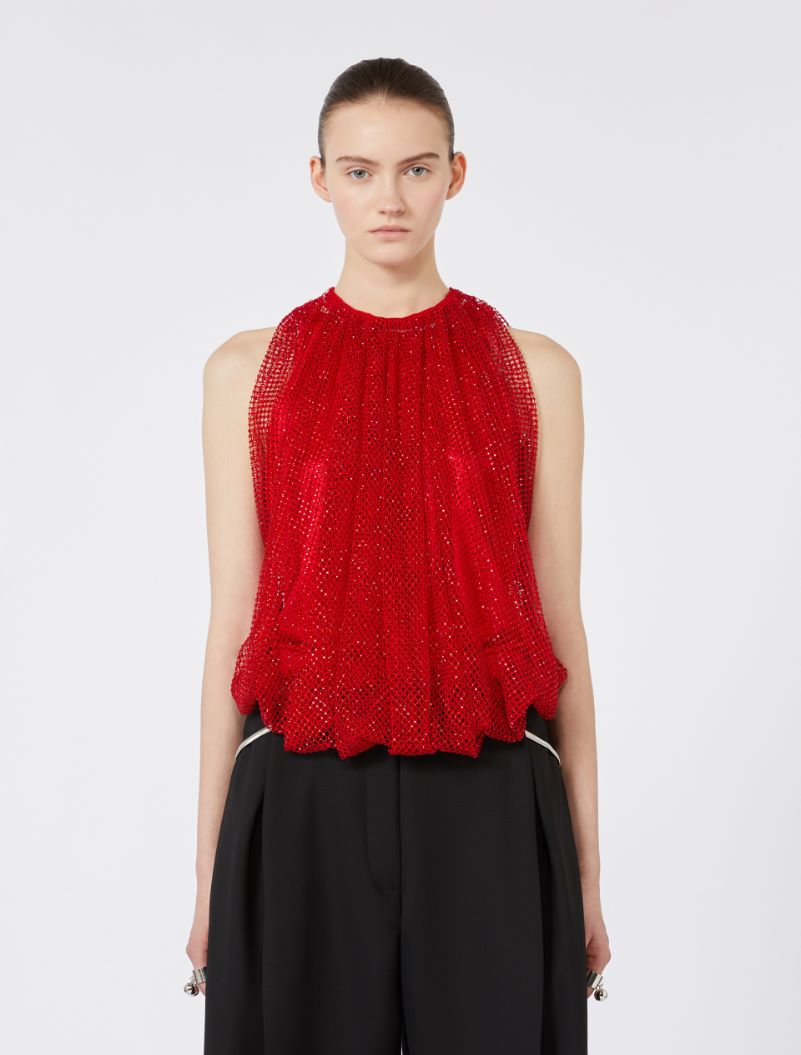 Mesh top with crystals - RED - Sportmax - 2