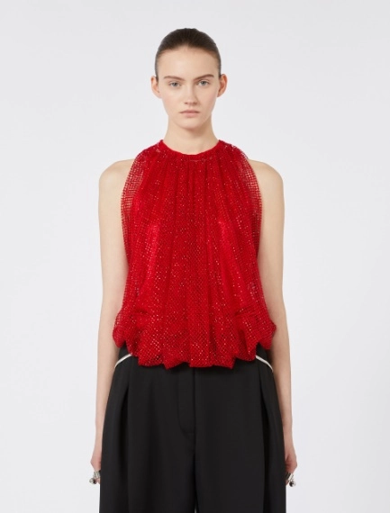 Mesh top with crystals - RED - Sportmax - 2