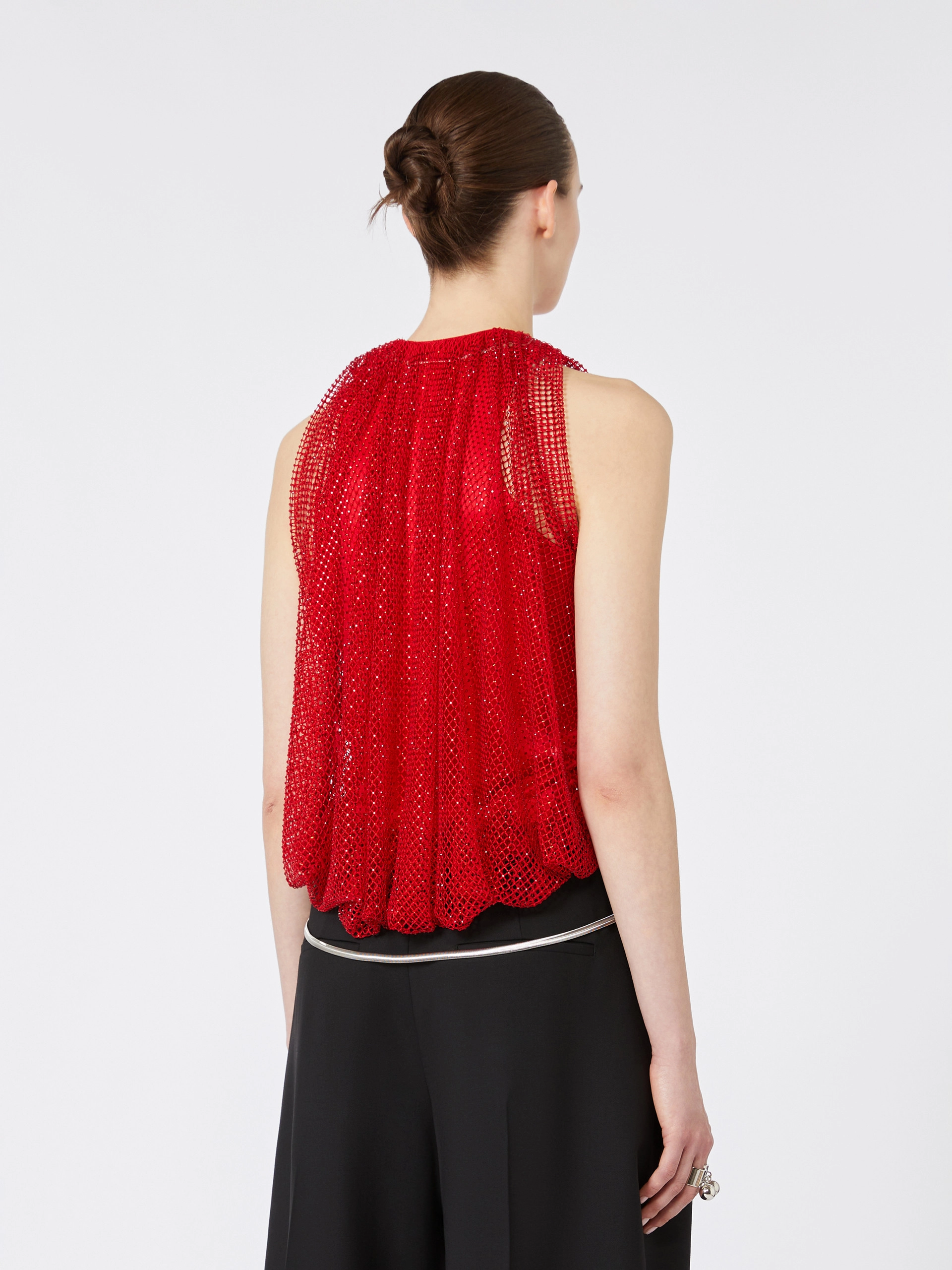 Mesh top with crystals - RED - Sportmax - 3