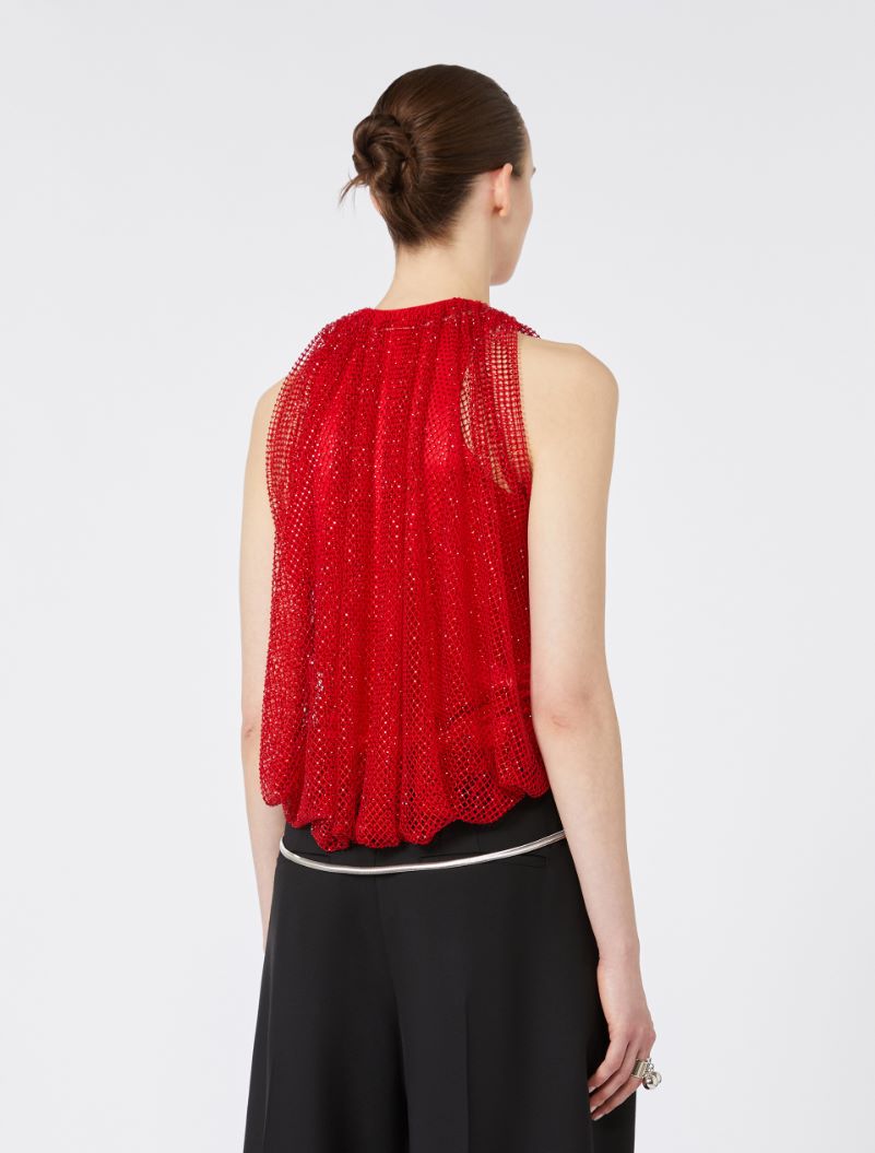Mesh top with crystals - RED - Sportmax - 3