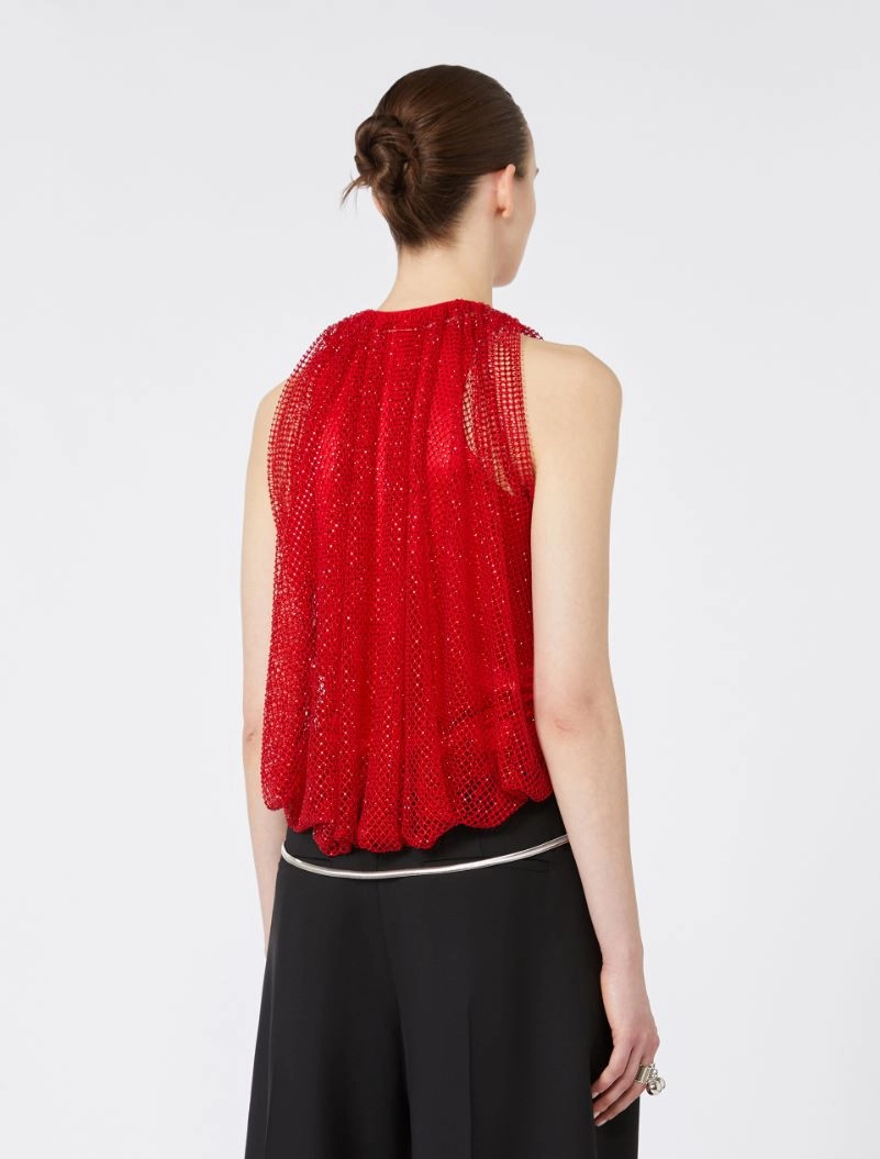 Mesh top with crystals - RED - Sportmax - 3