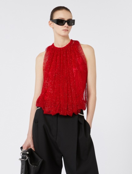 Top in rete con cristalli - ROSSO - Sportmax