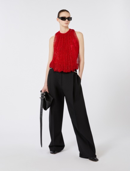 Mesh top with crystals - RED - Sportmax