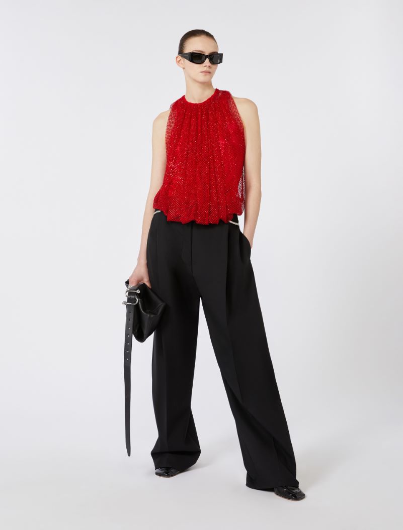 Mesh top with crystals - RED - Sportmax