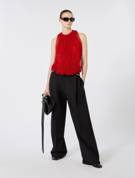 Mesh top with crystals - RED - Sportmax - 1