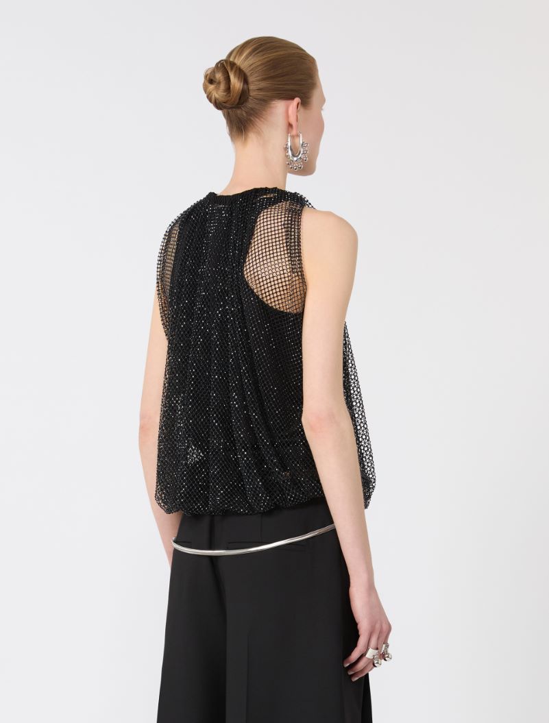 Mesh top with crystals - BLACK - Sportmax - 3