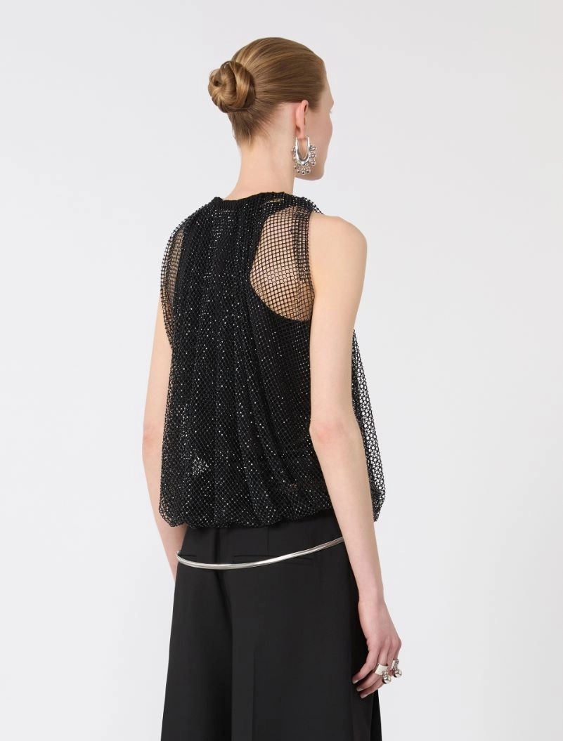 Mesh top with crystals - BLACK - Sportmax - 3
