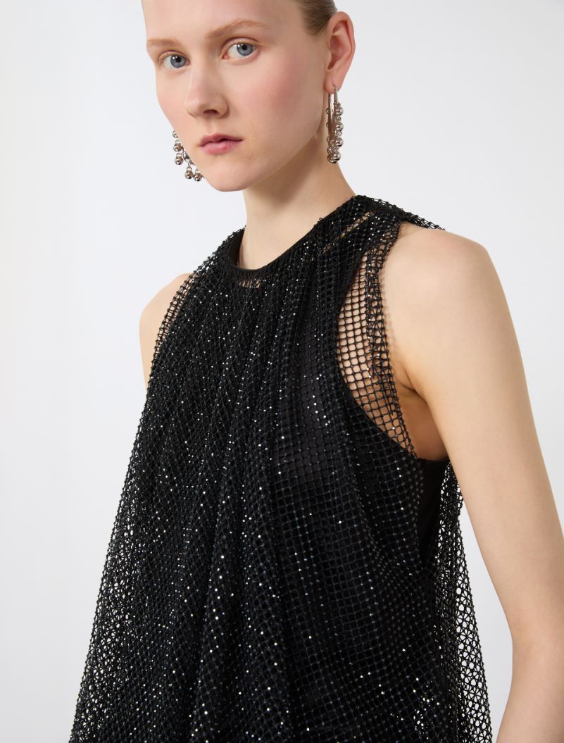 Mesh top with crystals - BLACK - Sportmax - 4