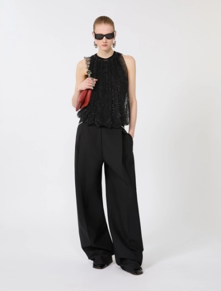 Mesh top with crystals - BLACK - Sportmax