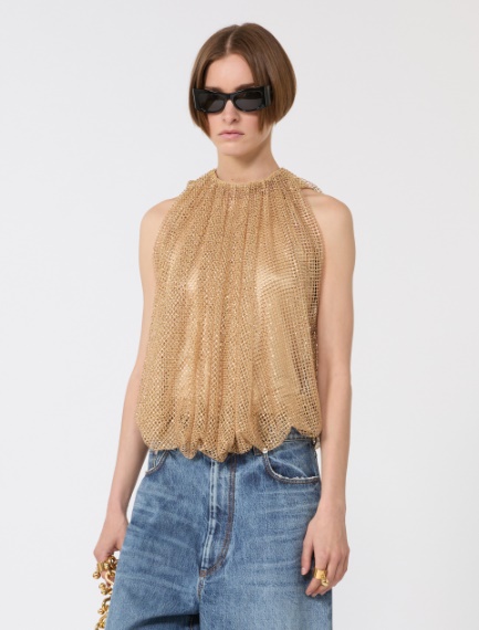 Top in rete con cristalli - CAMMELLO - Sportmax